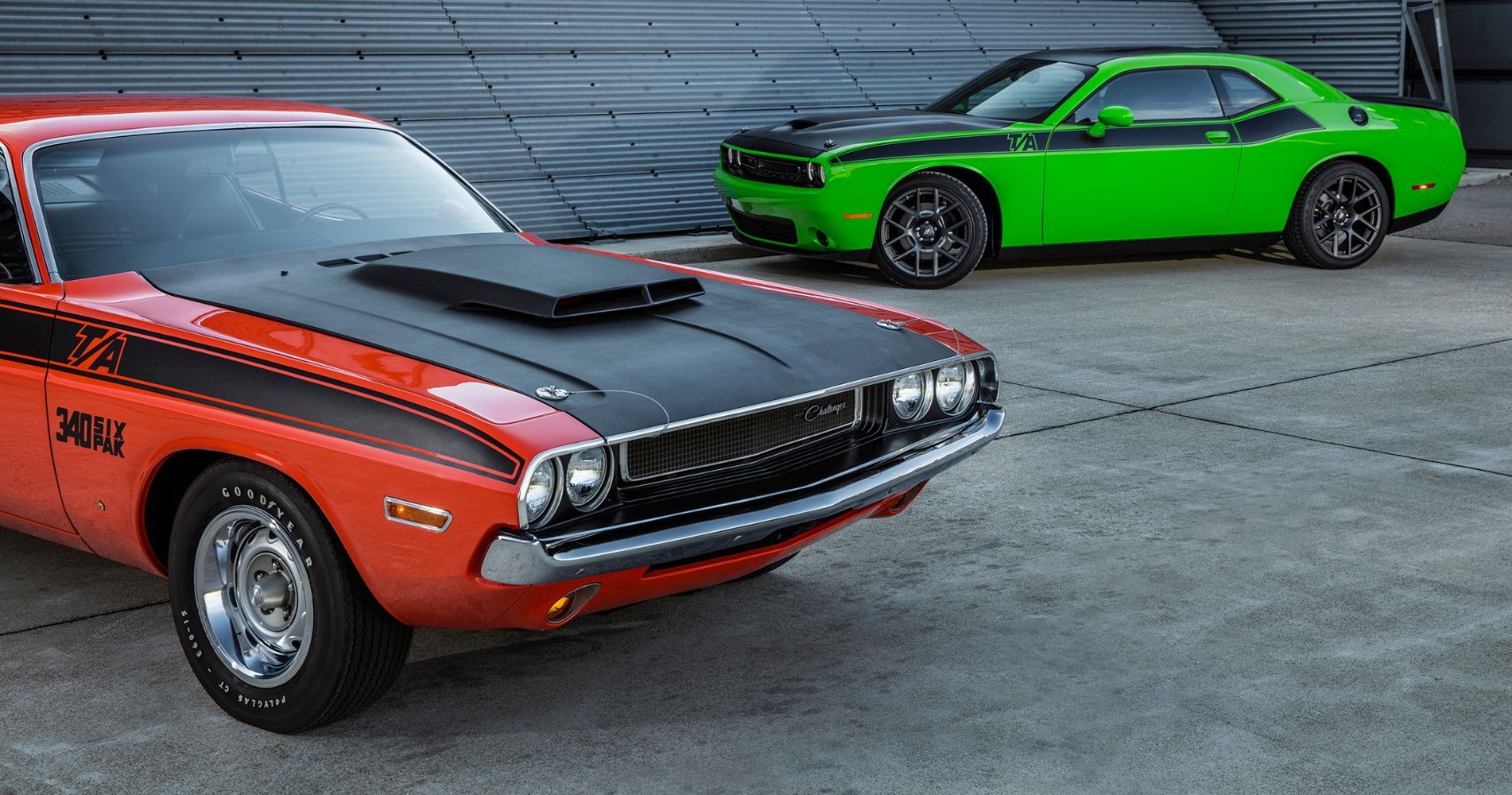 1970 and 2017 Dodge Challenger TA