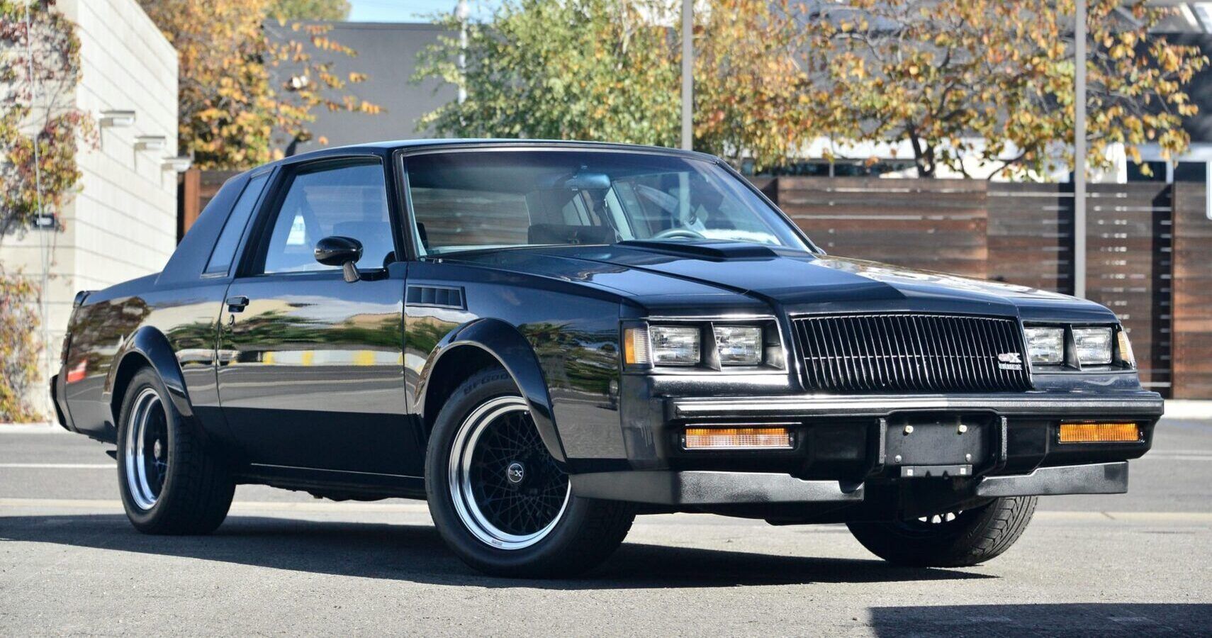 A black 1987 Buick Regal GNX parked