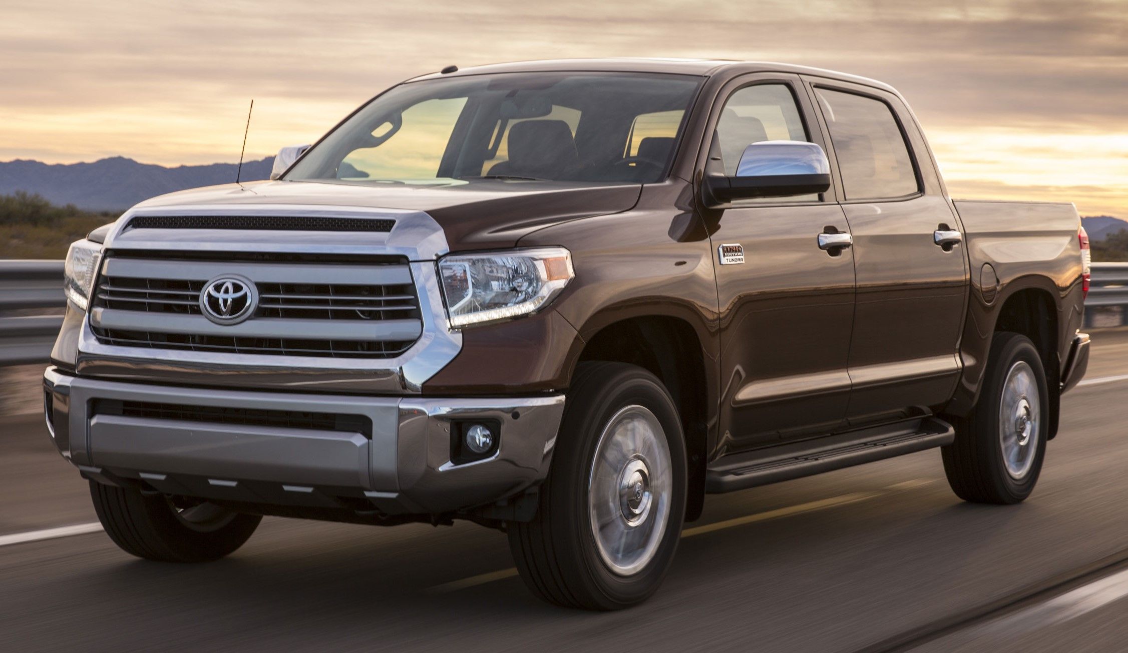 The 2015 Toyota Tundra on the road. 