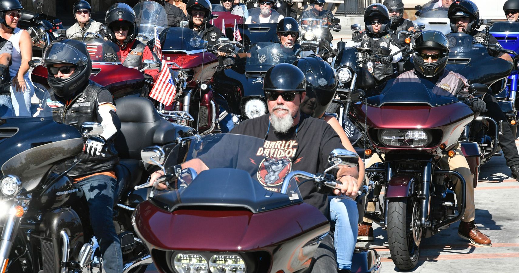 American Motorcycle Club Members Riding On Their Favorite Bike, Harley-Davidsons
