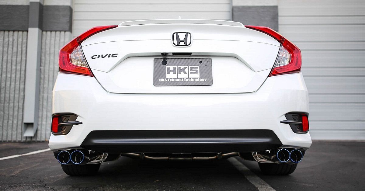 White Honda Civic HKS Exhaust