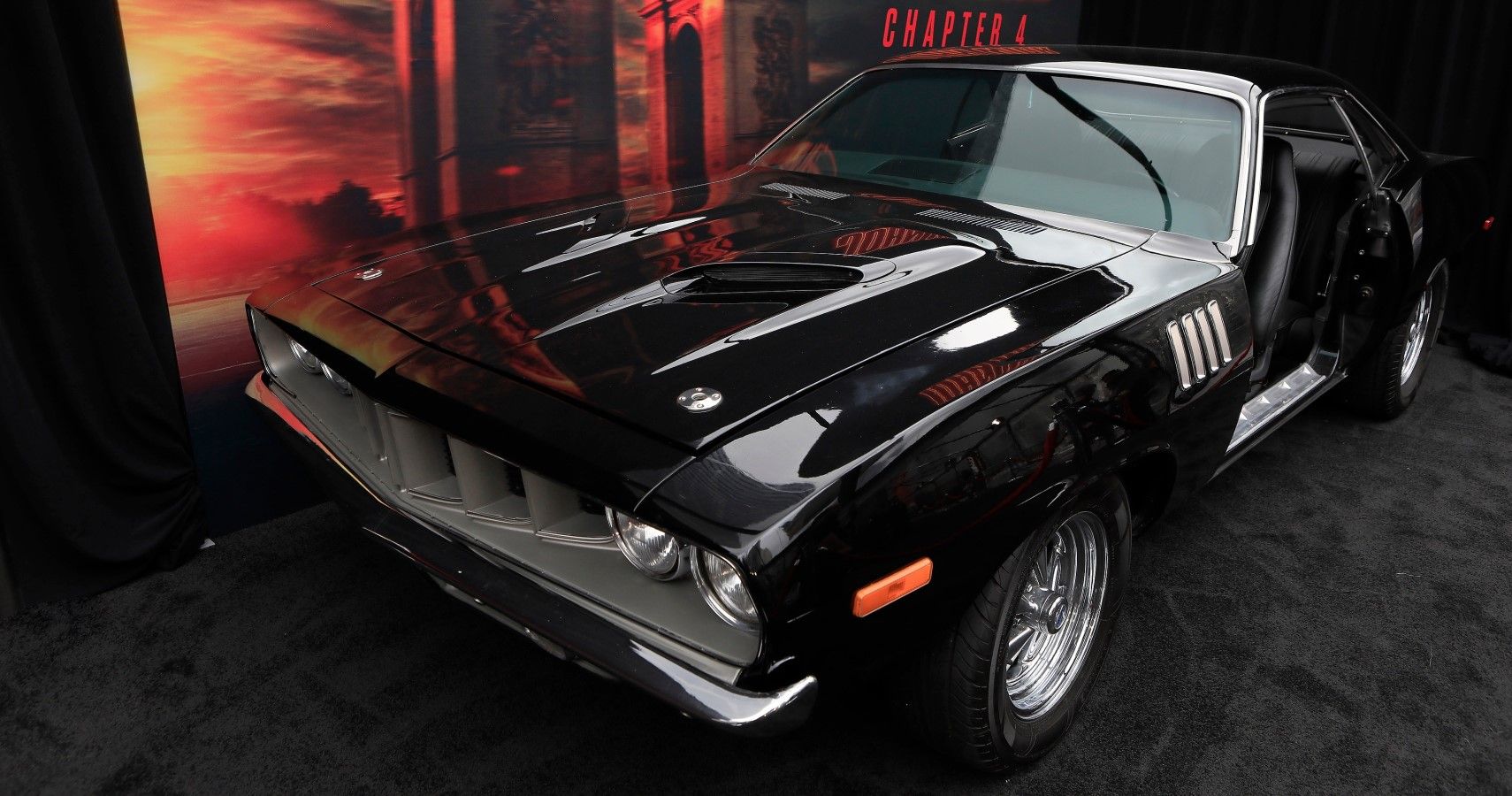 1971 Plymouth Barracuda from John Wick 4 front third quarter view