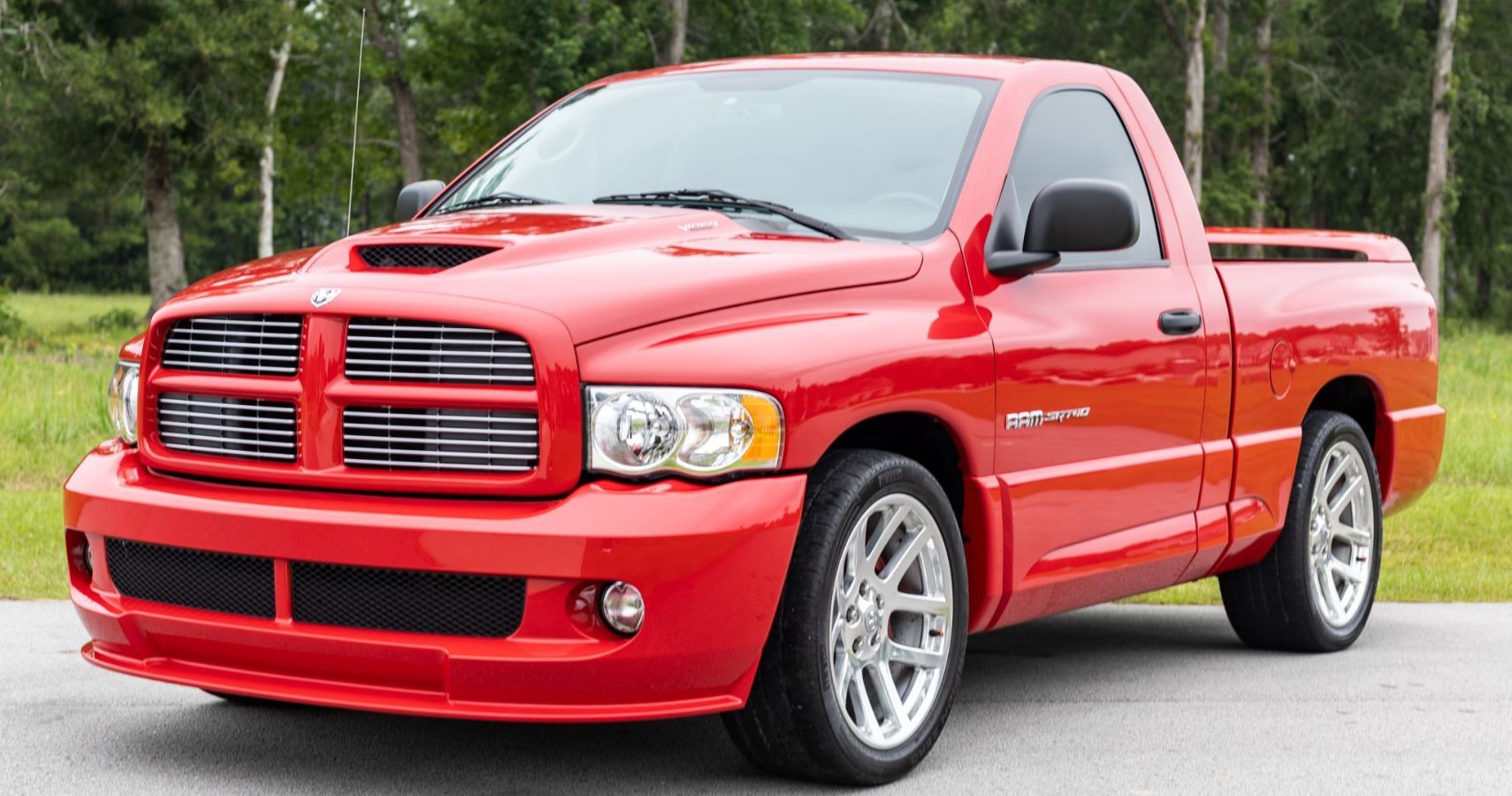 Red 2005 Dodge Ram SRT-10 Truck Front View