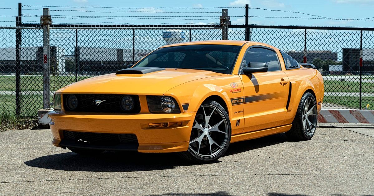 Yellow 2008 Ford Mustang GT Parked