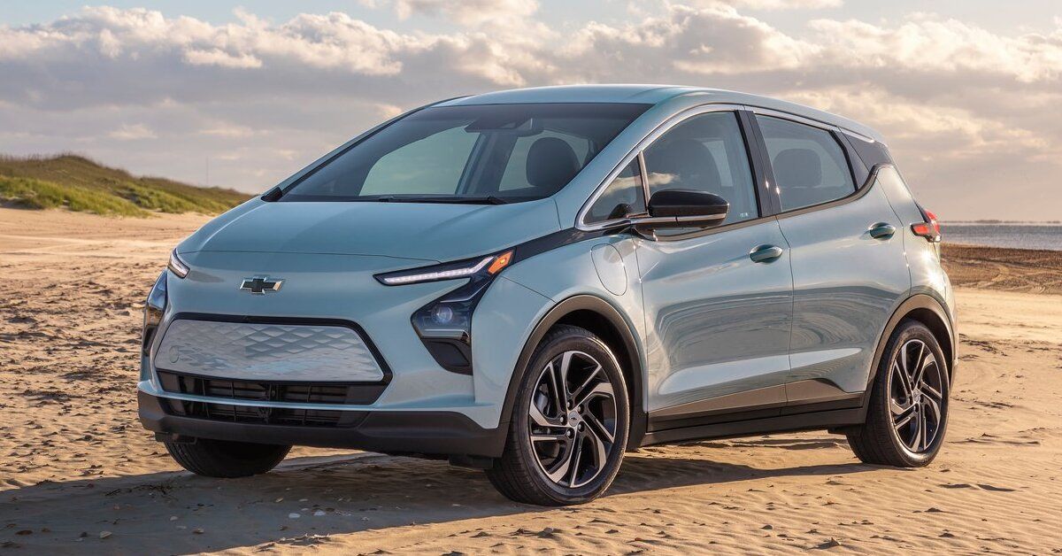 A 2022 Chevrolet Bolt is parked in blue