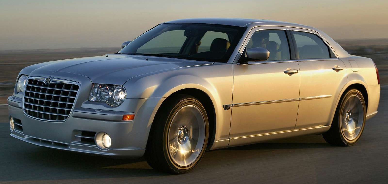 Silver 2005 Chrysler 300C SRT8 being driven in the countryside