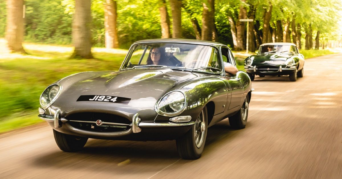 Jaguar E-Type On Country Road