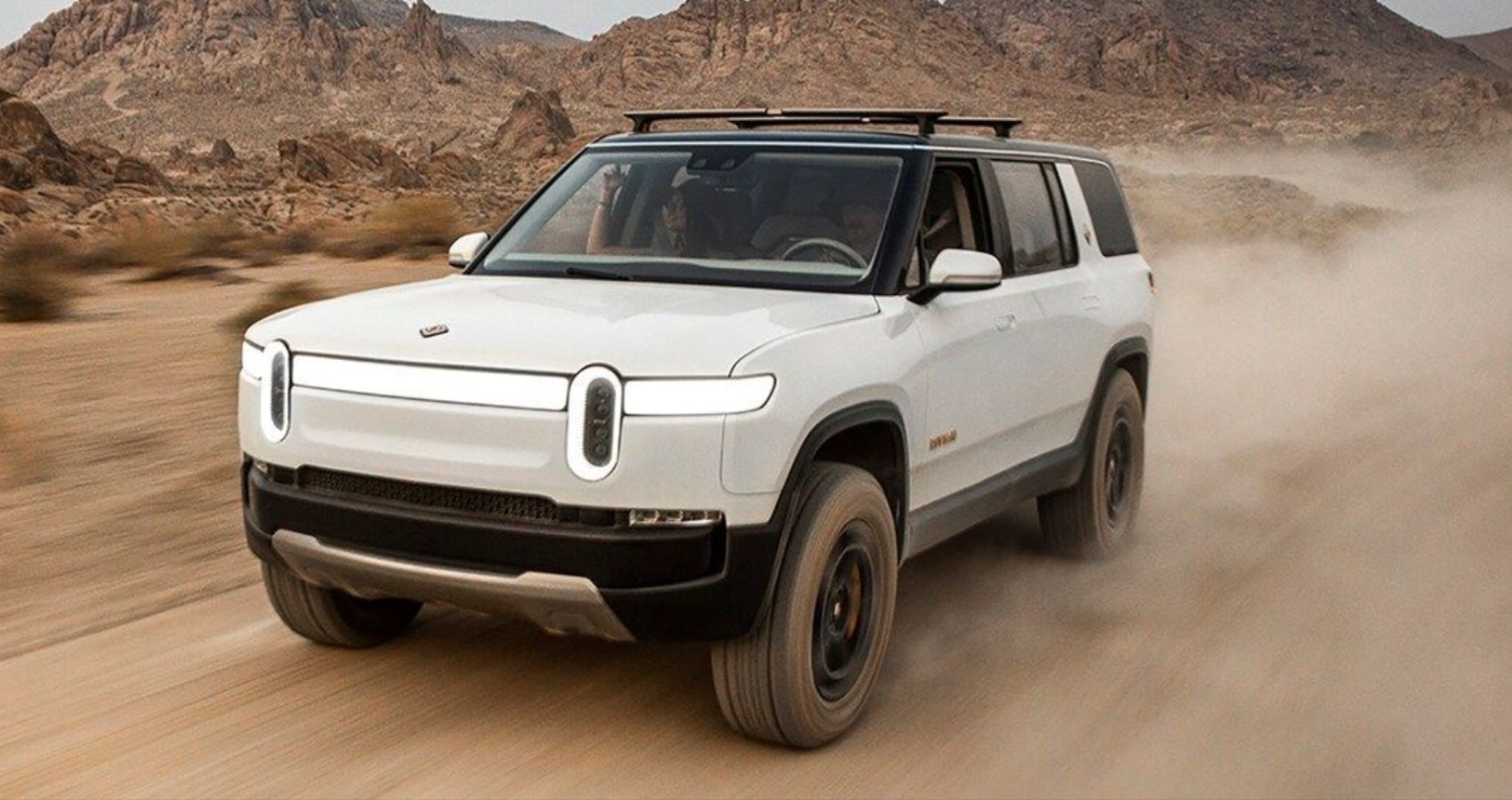 Rivian R1S Front View White