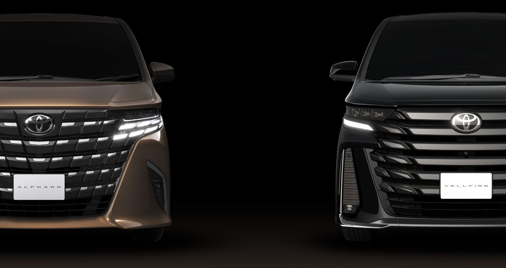 Fáscias dianteiras do Toyota Alphard 2024 e do Toyota Vellfire 2024