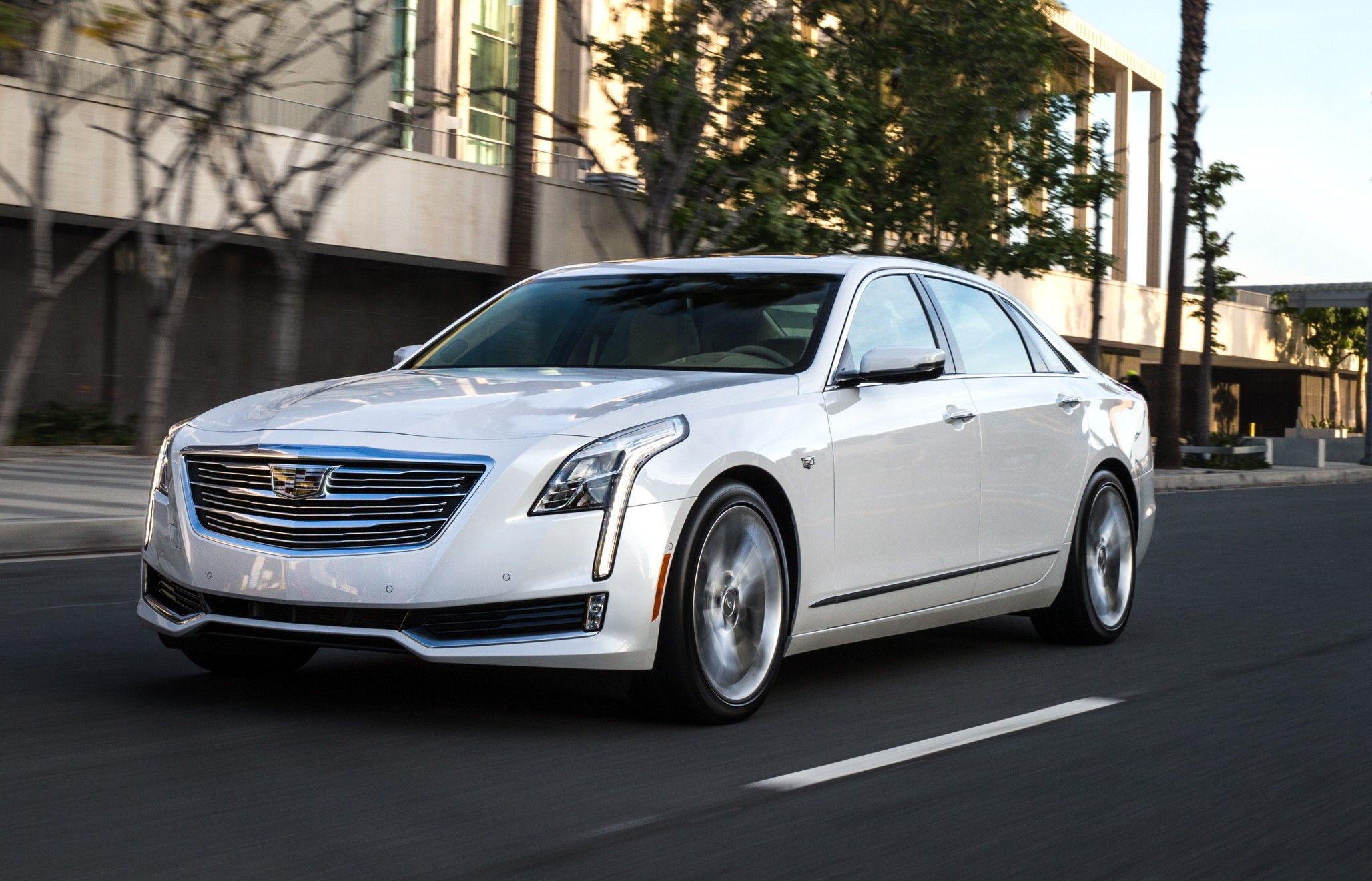 White 2016 Cadillac CT6 on the road