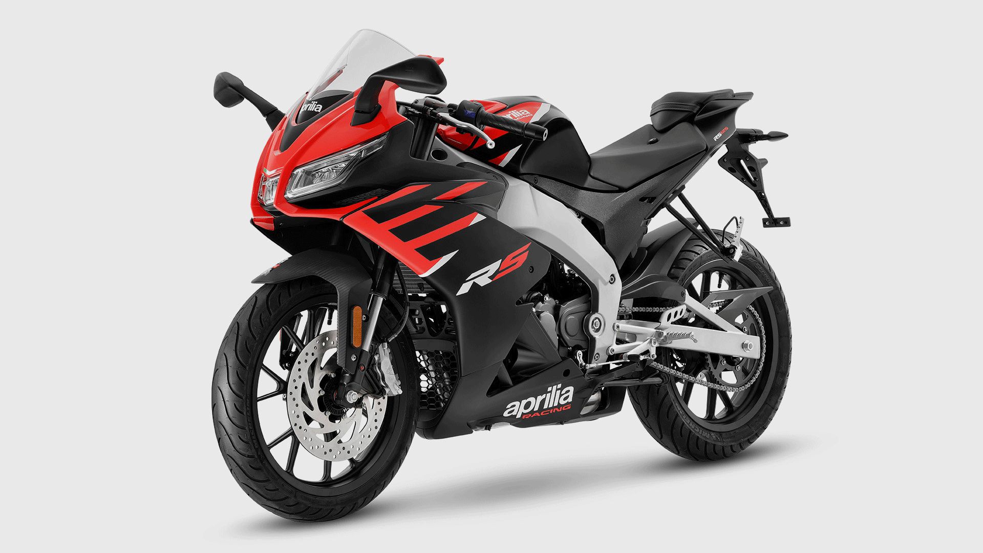 2023-Aprilia-RS-125-in-red-and-black---front-quarter