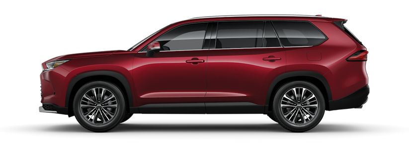 Vista lateral do Toyota Grand Highlander 2024 - vermelho