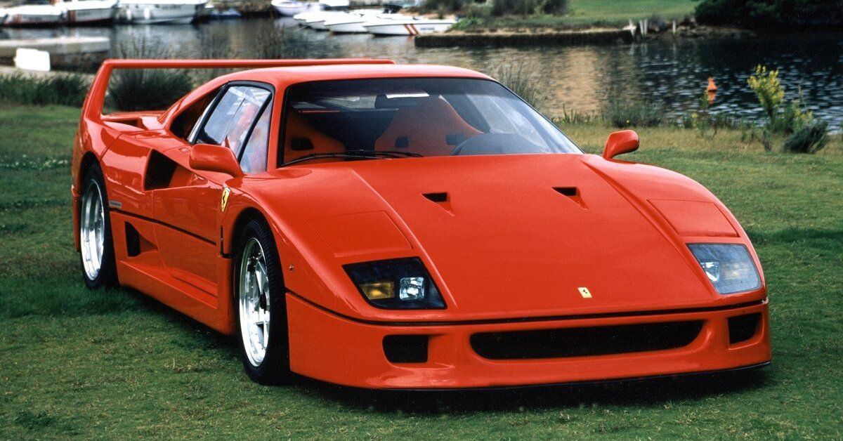 A red Ferrari F40 parked