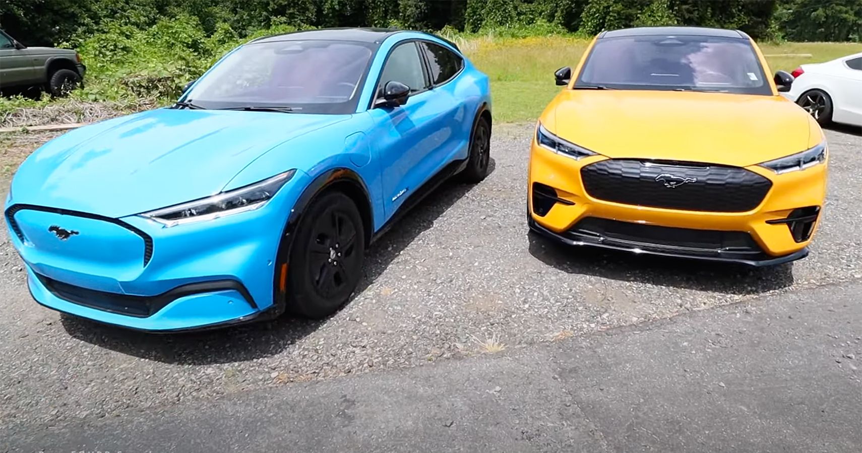 Two Ford Mustang electric cars