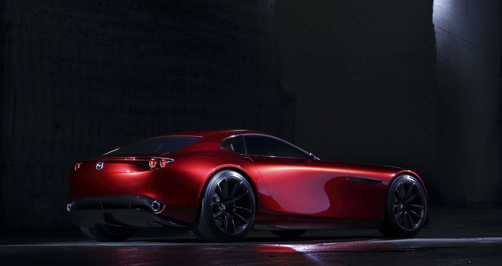 Rear view of the Mazda RX-Vision Black background