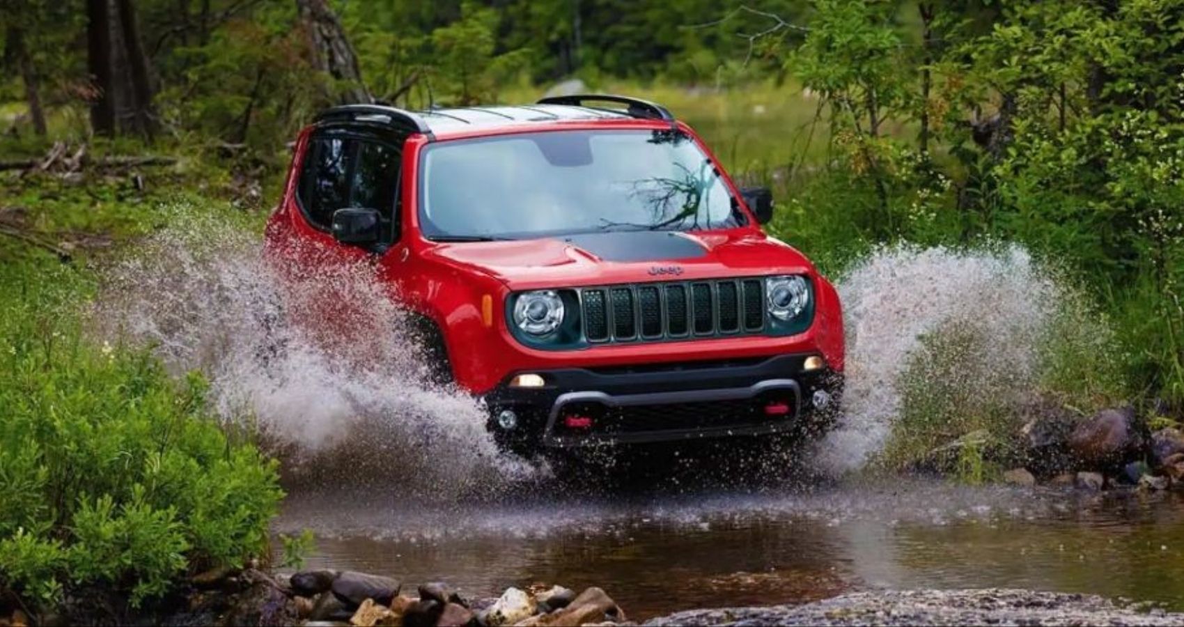 Red 2022 Jeep Renegade off-roading