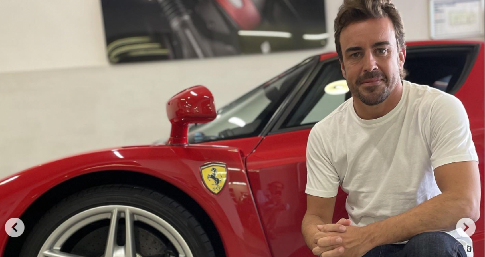Fernando Alonso with red Ferrari Enzo
