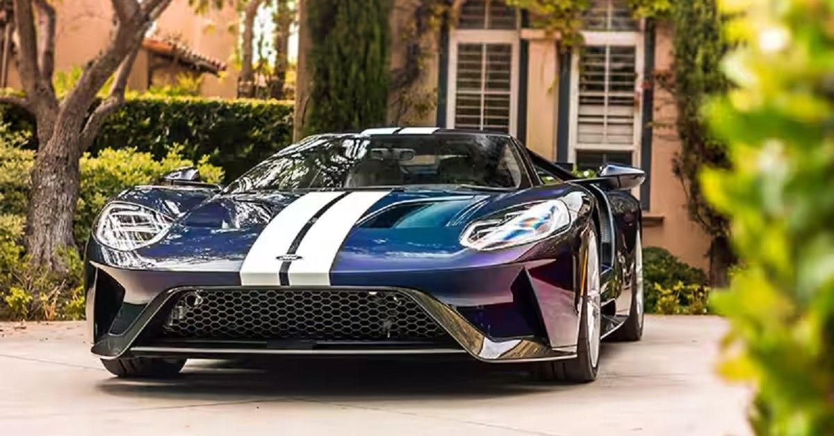 Ford GT Justin Choi with Mystichrome paint, front quarter view from ground level