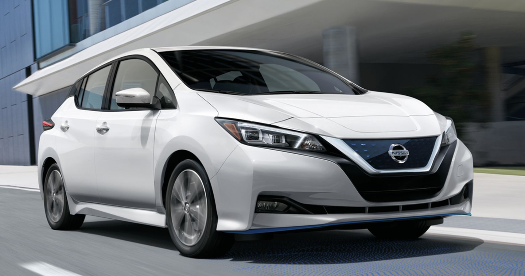 white 2022 Nissan Leaf quarter front