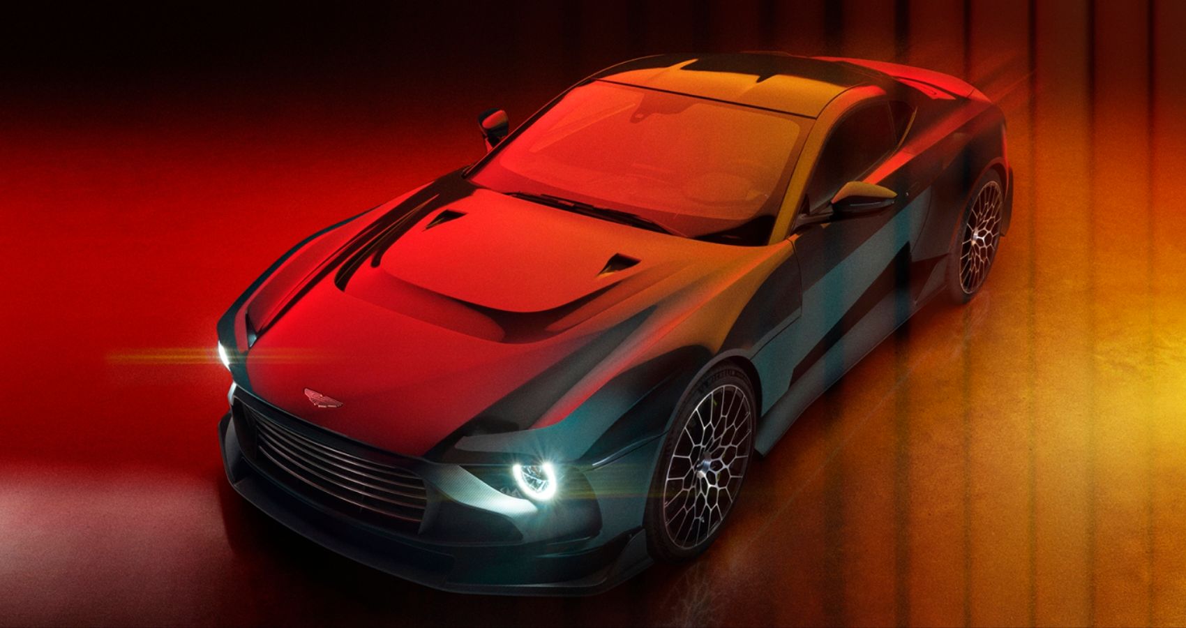 2024 Aston Martin Valour front view in dark studio light