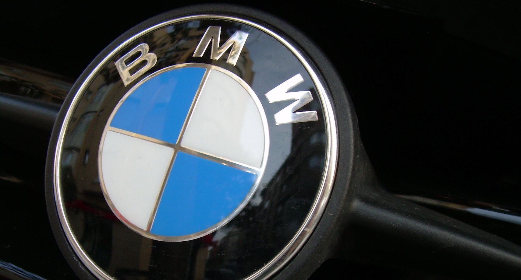 BMW logo badge on car