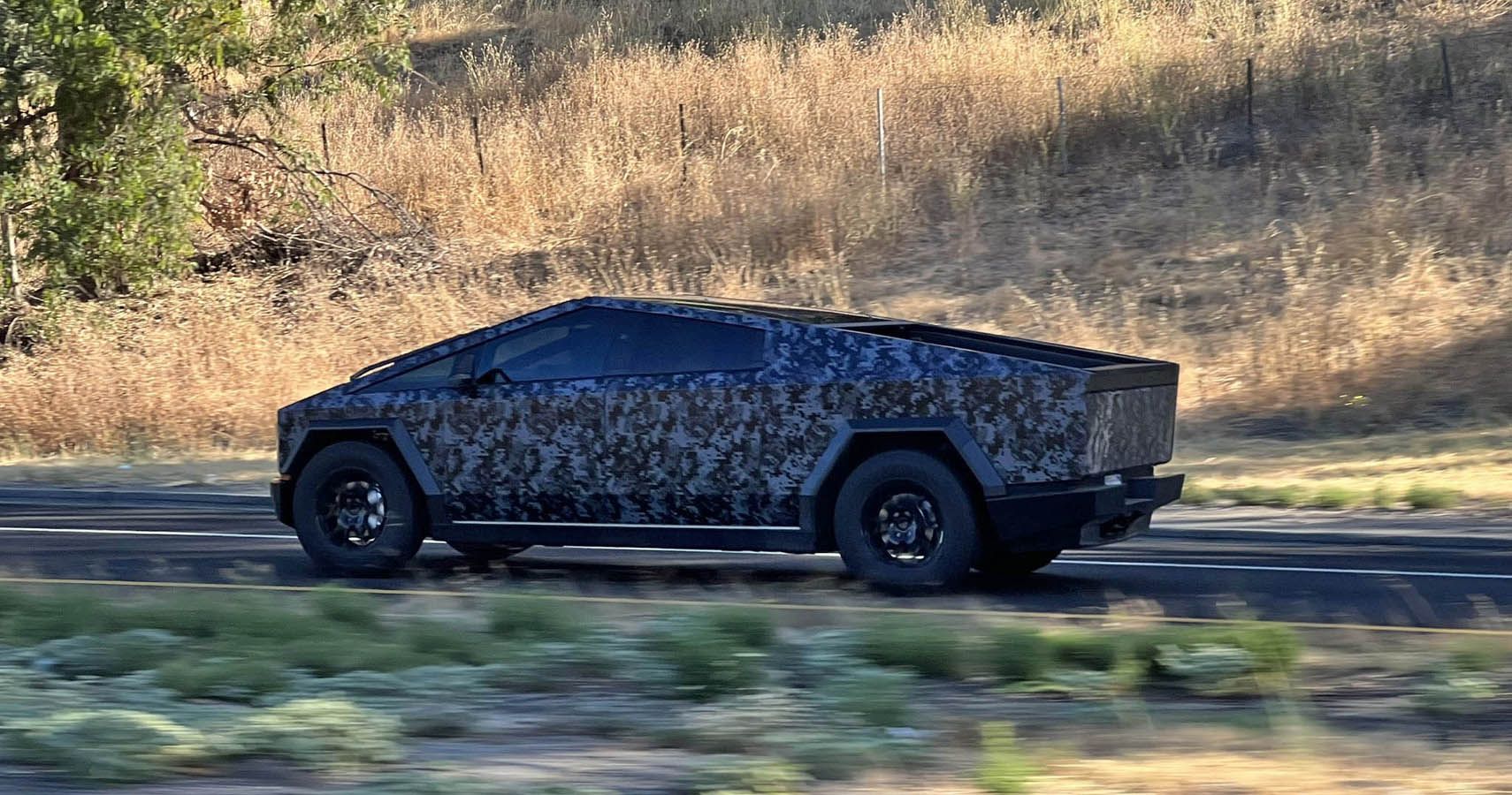 Camouflaged Production Tesla Cybertruck Spotted By A Fan