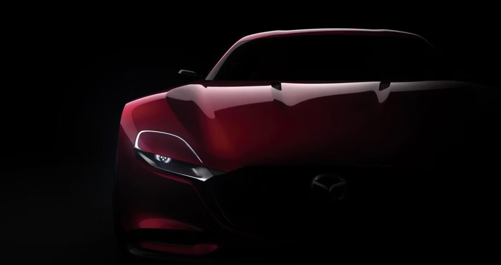 Mazda RX-9 Concept Viewed In A Render Obscuring Many Details With A Dark Background