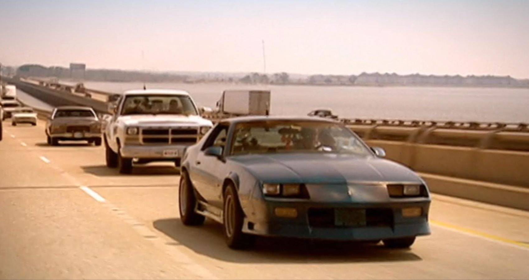 Clarkson, Hammond and May driving their Top Gear USA Special cars Across A Bridge
