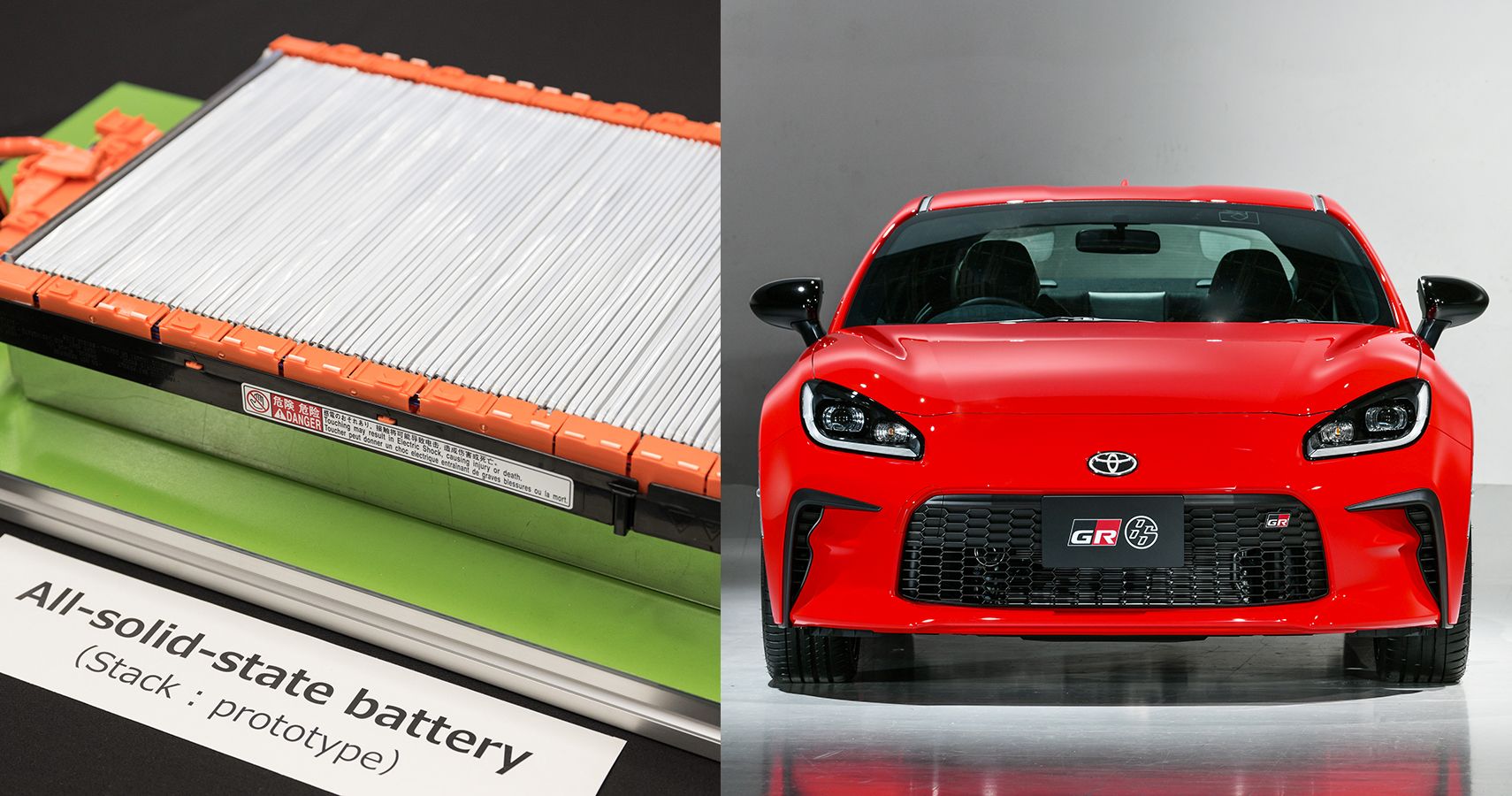 red Toyota GR 86 and solid-state battery