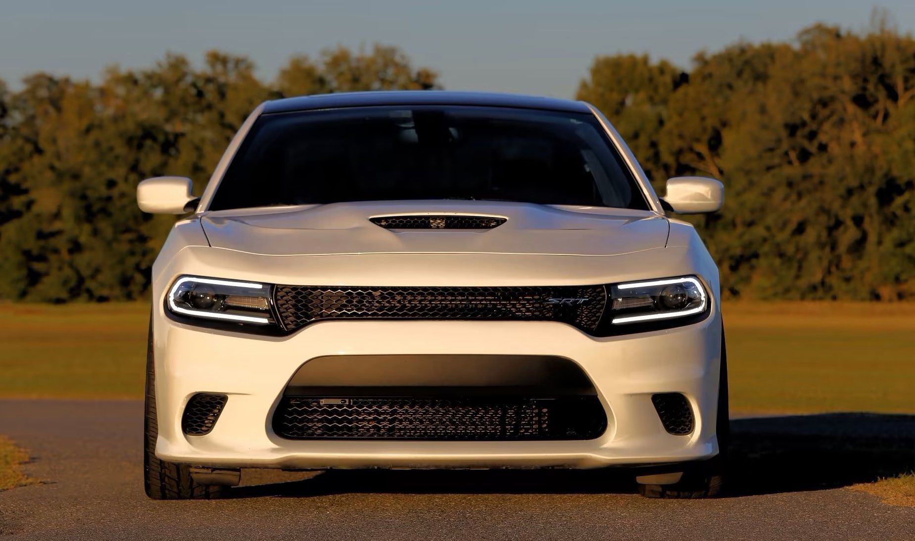 White 2015 Dodge Charger SRT 392 on track