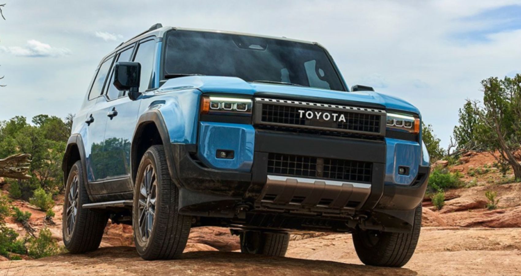 Blue 2024 Toyota Land Cruise offroad