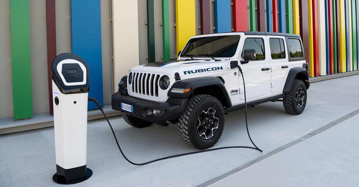 Jeep Wrangler Rubicon 4Xe plugged into charger 