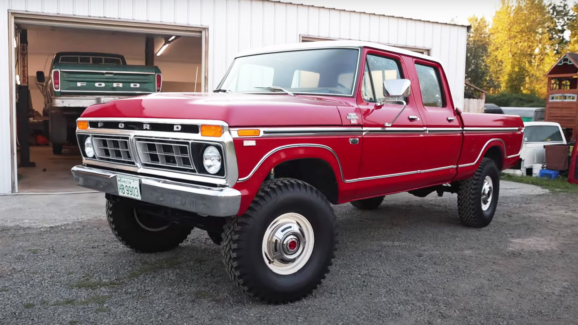 red 1977 Ford F-250 quarter front