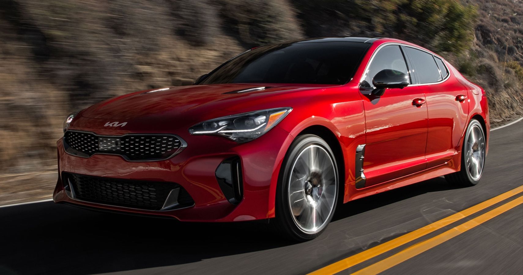 2023 Kia Stinger GT Front View On The Move In Red