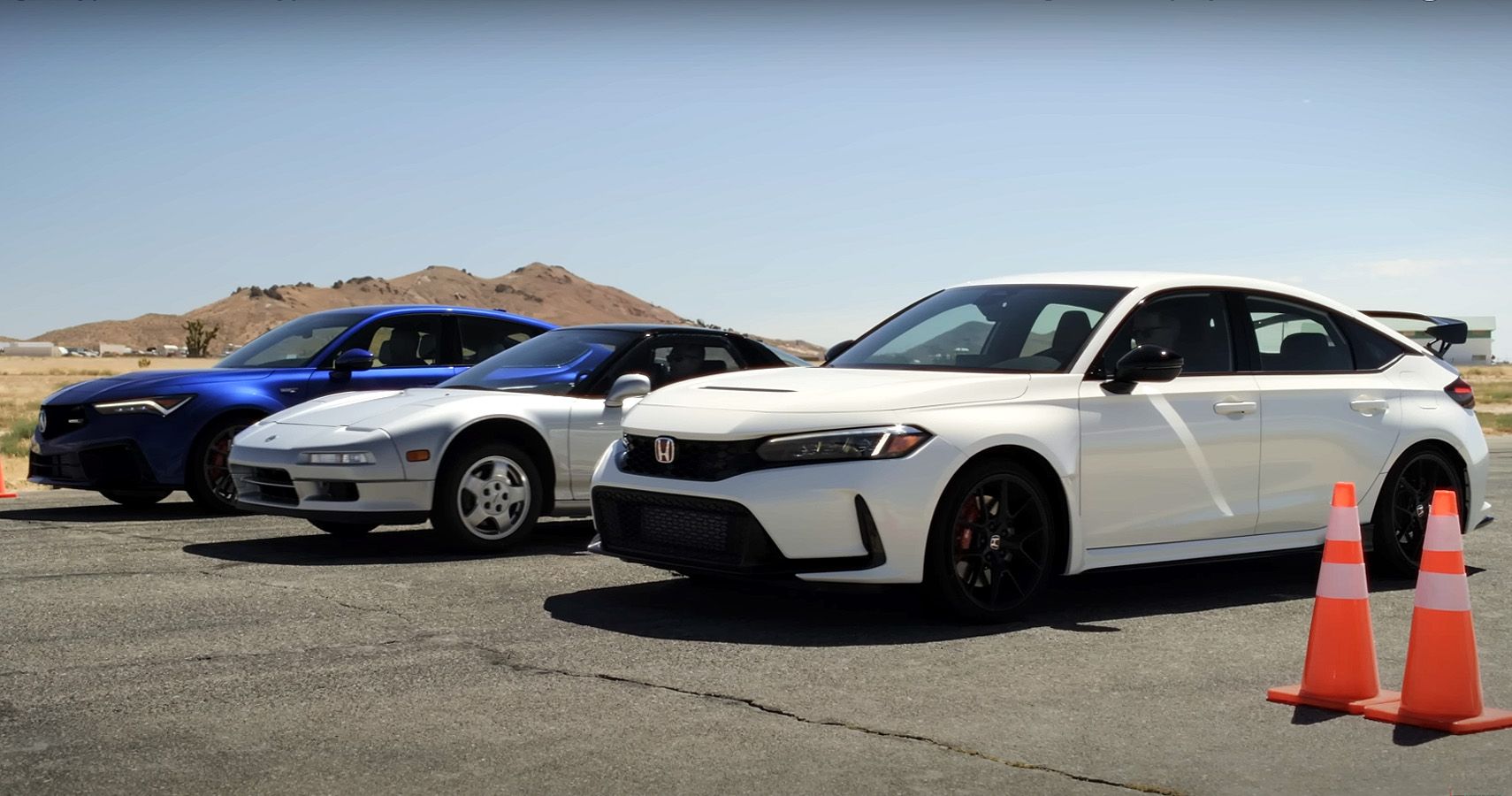 Drag Race e Roll Race 2024 Acura Integra Type S vs.  1991 Acura NSX Vs 2023 Honda Civic Tipo R 