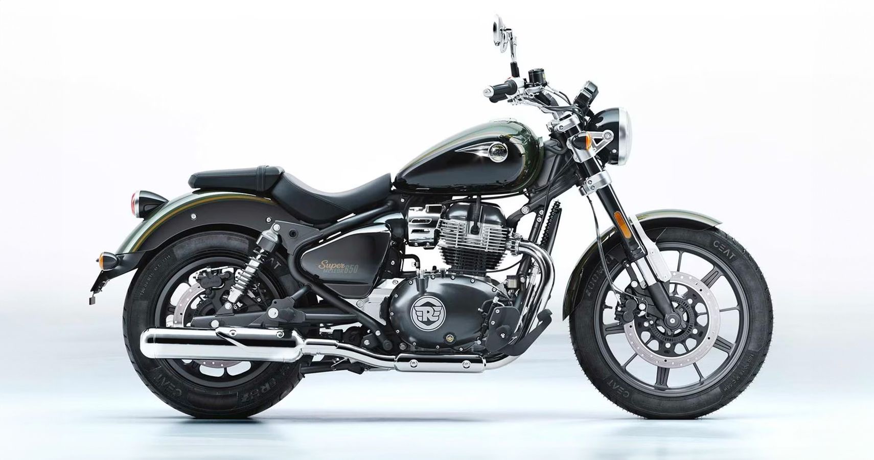 Motocicleta cruiser britânica preta