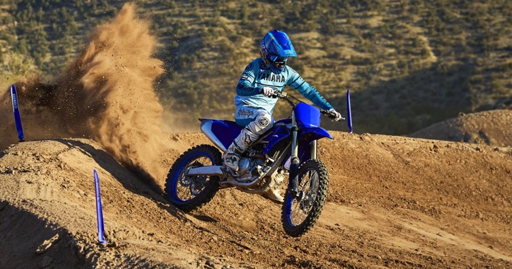 Blue Japanese dirt motorcycle riding