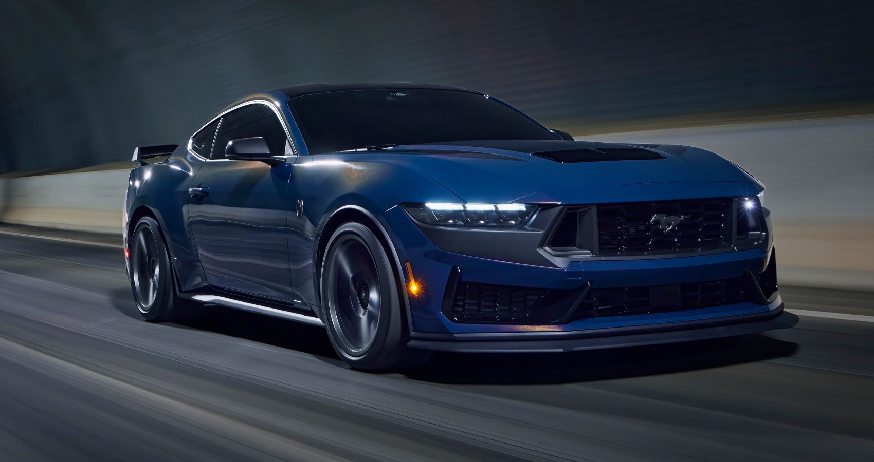 Front quarter view of a 2024 Ford Mustang Dark Horse.