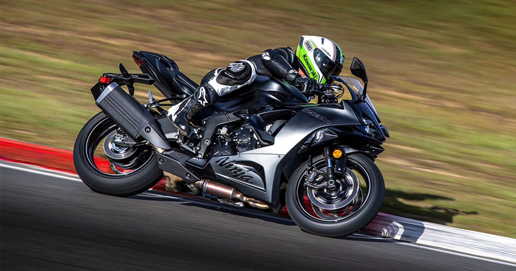 Black Japanese motorcycle on track