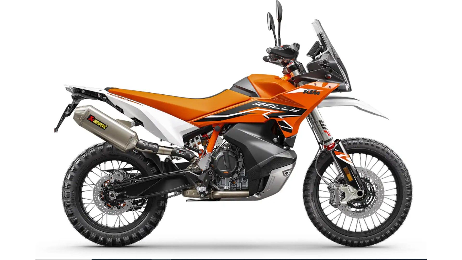 Vista lateral do perfil do KTM 890 Adventure R Rally 2024