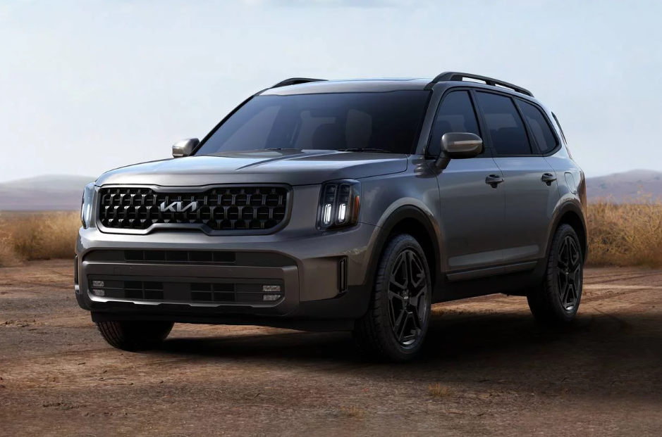 Foto frontal do Kia Telluride cinza 2024