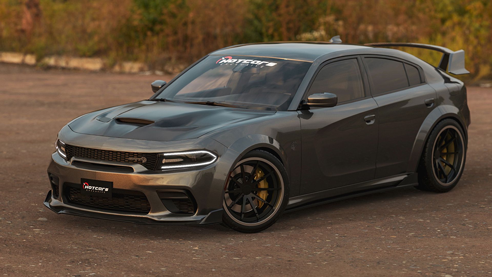 HotCars Car Renders Dodge Charger Hot Hatch, front quarter view, gray
