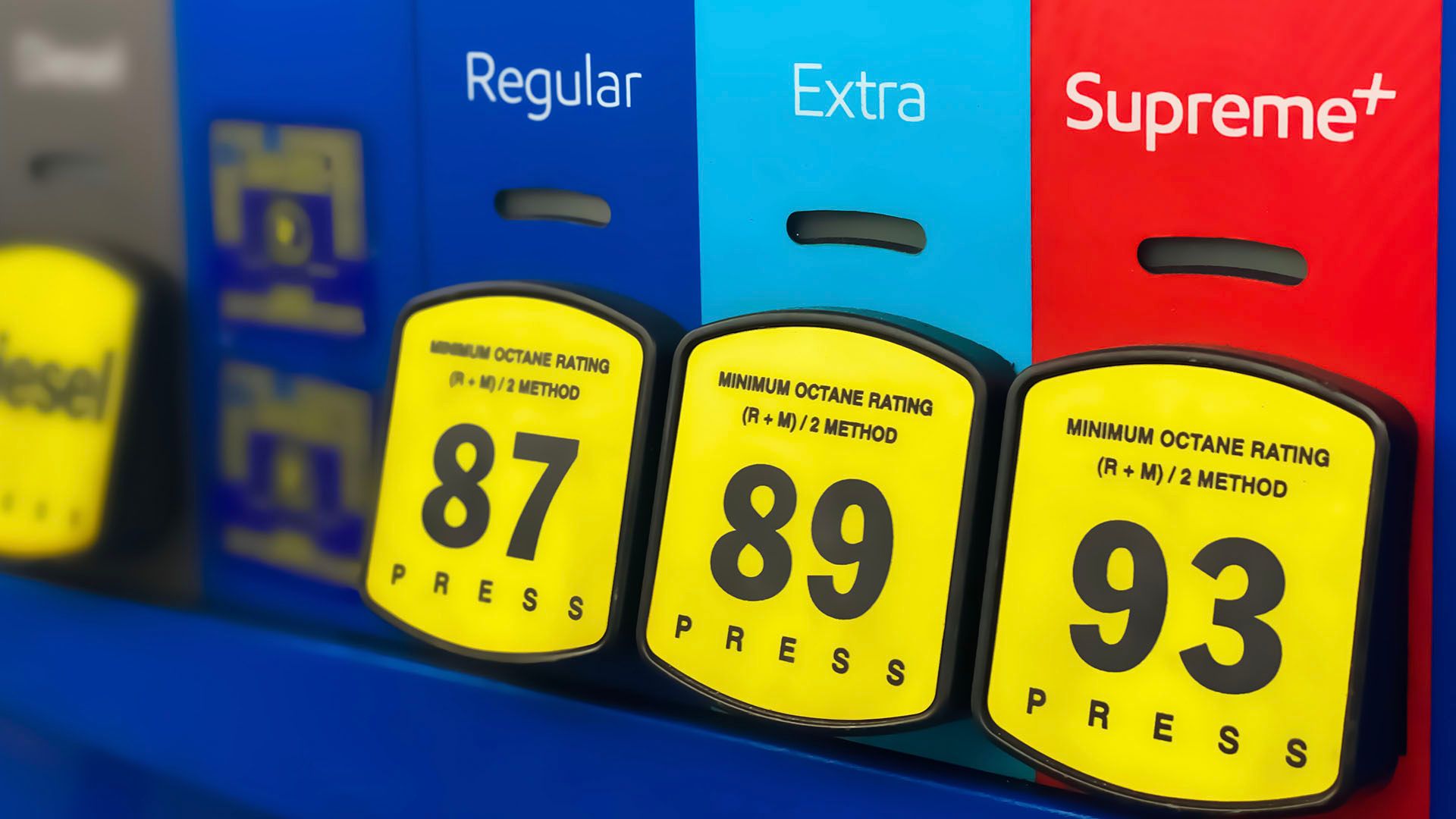 Regular, Mid-Grade, Premium Gasoline Grade Selectors