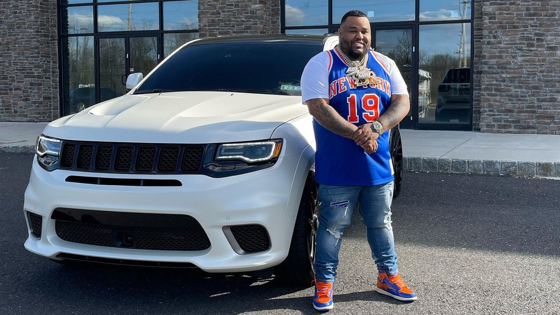 YouTuber Omar Carrasquillo 'Omi In A Hellcat' with his white Jeep Grand Cherokee Trackhawk