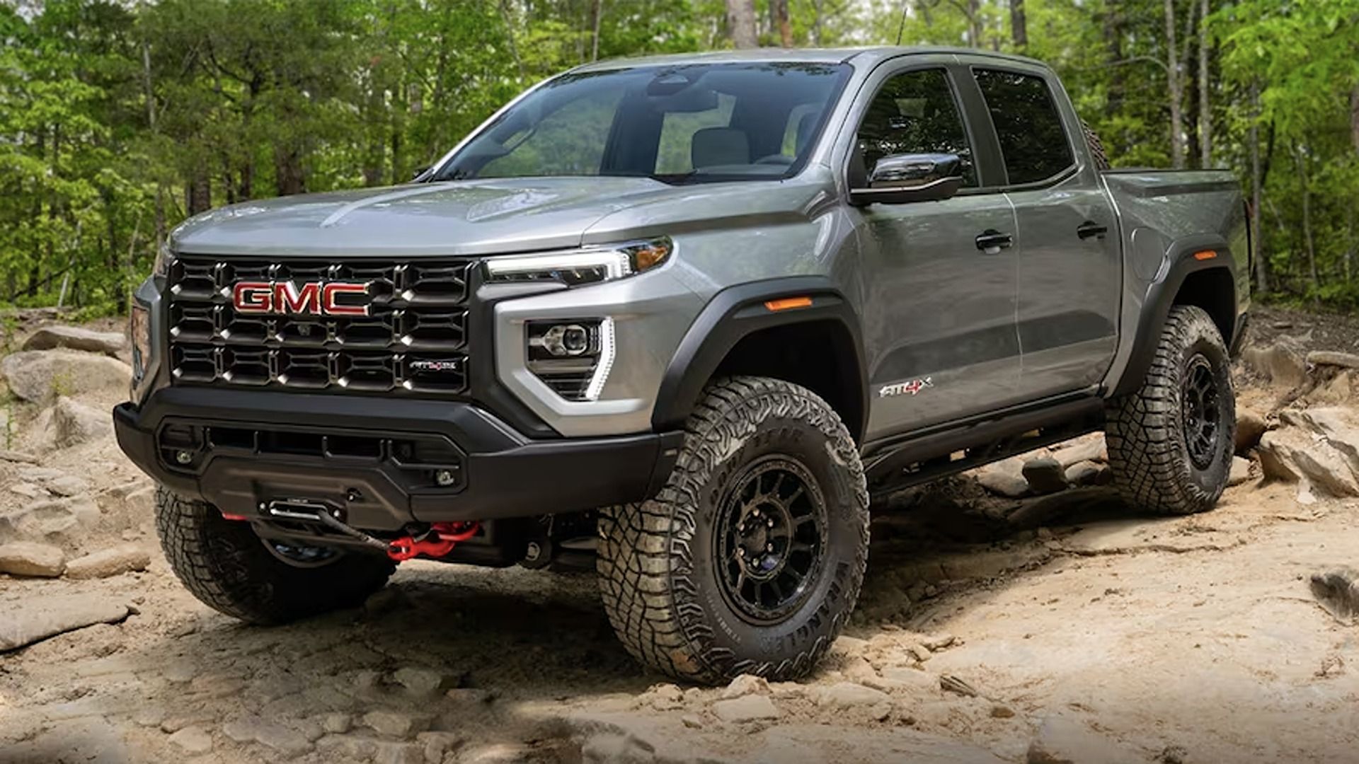 A 2024 GMC Canyon AT4X AEV Edition truck off road