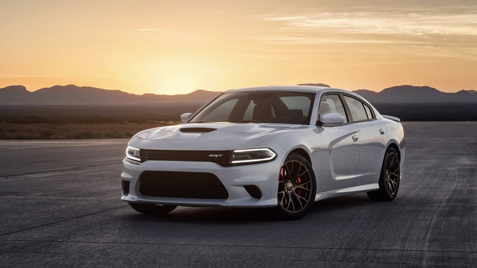 2015 Dodge Charger SRT Hellcat parked on a runway.