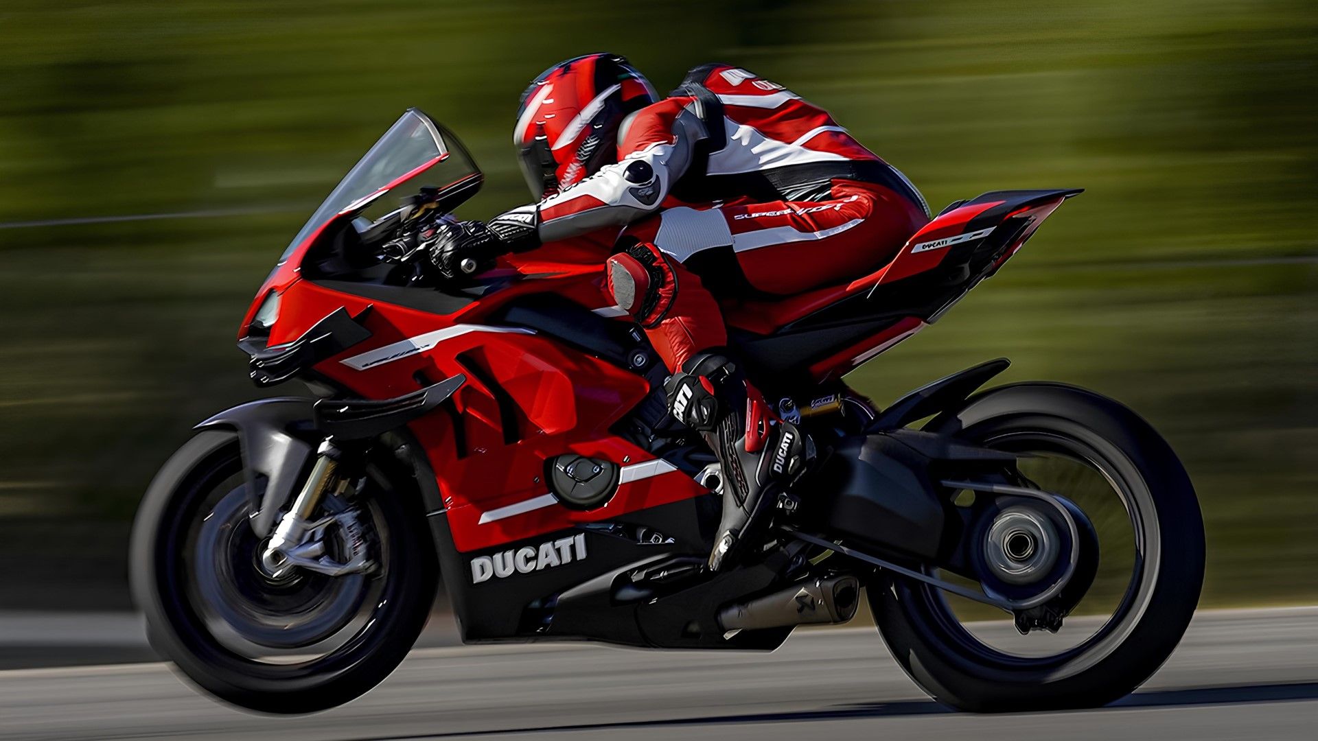 Ducati Superleggera V4 popping a wheelie
