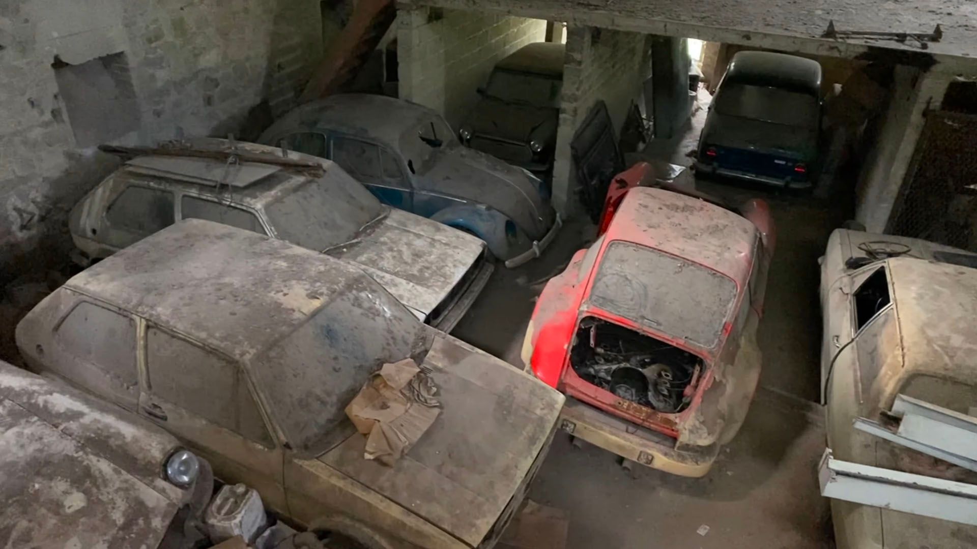 Porsche 911, Golf GTI, Beetle abandoned in wearhouse