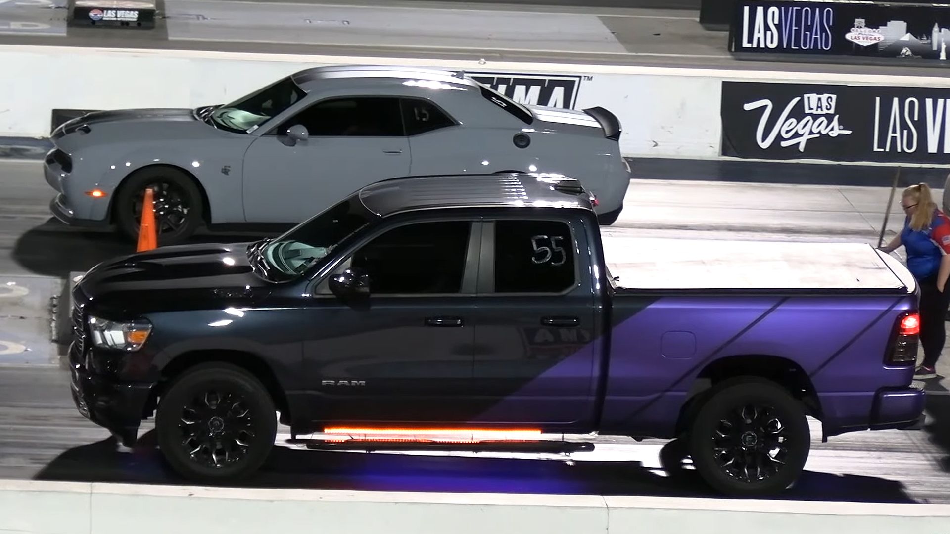 Ram TRX pickup truck Vs. Dodge Challenger SRT Hellcat Drag Race