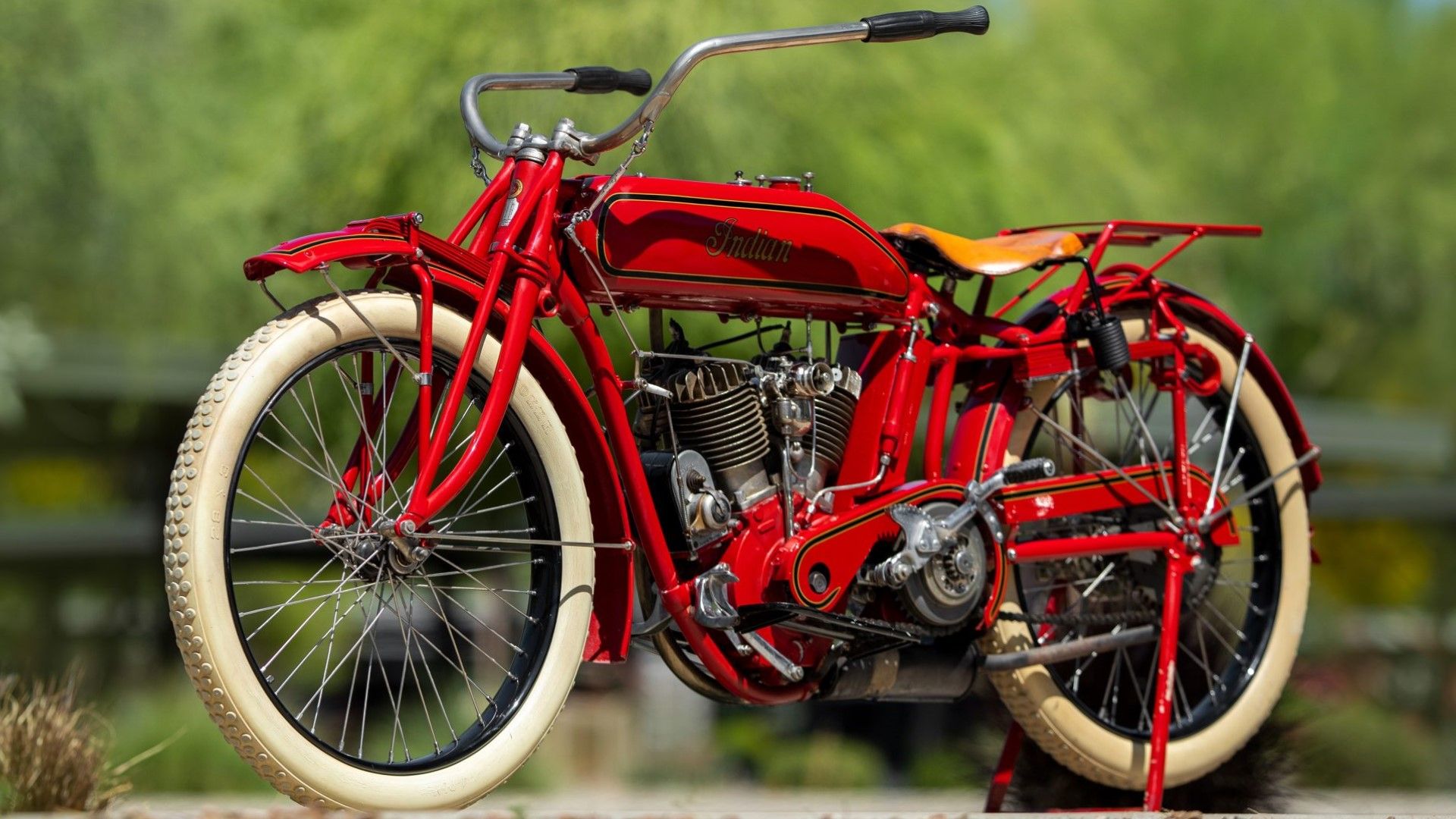1918 Indian Powerplus in red front third quarter view
